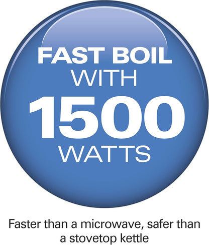 Hamilton Beach Glass Electric  Kettle, 1 Liter, 1500 Watts for Fast Boiling, Cordless Serving, Auto-Shutoff & Boil-Dry Protection, 