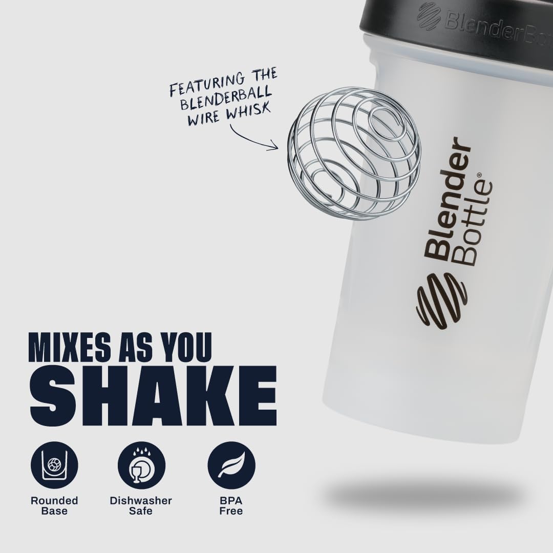 Blender-Bottle V2 Shaker Perfect for Protein Shakes and Pre Workout, 20-Ounce, Clear/Black
