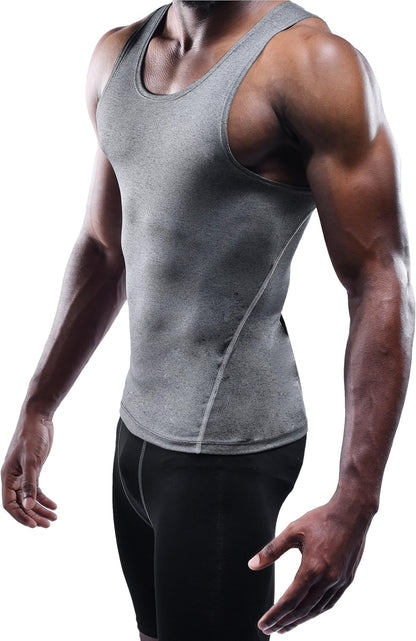 Men'S 3 Pack Athletic Compression under Base Layer Sport Tank Top
