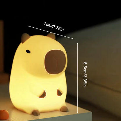 CapyGlow™ Dimmable LED Night Lamp – Cute Soft Glow Battery Light for Kids, Bedrooms & Cozy Home Decor